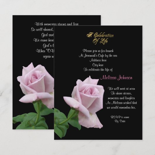 Levensgeviering roos uitnodigende lavender kaart (Voorkant / Achterkant)