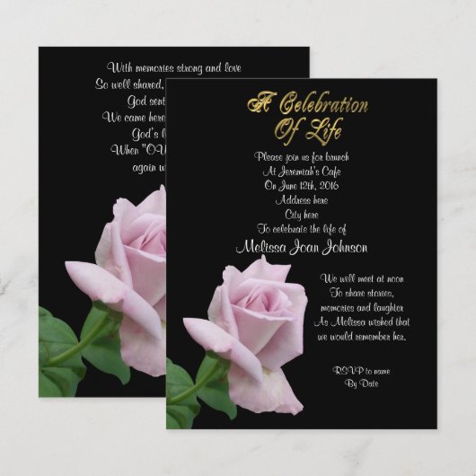 Levensgeviering roos uitnodigende lavender kaart (Voorkant / Achterkant)