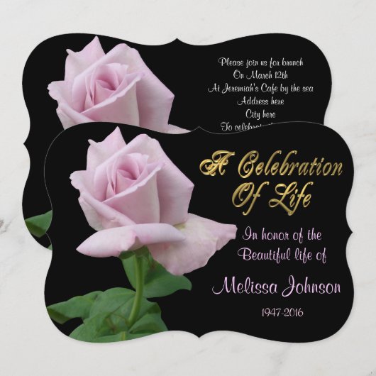 Levensgeviering roos uitnodigende lavender kaart (Voorkant / Achterkant)