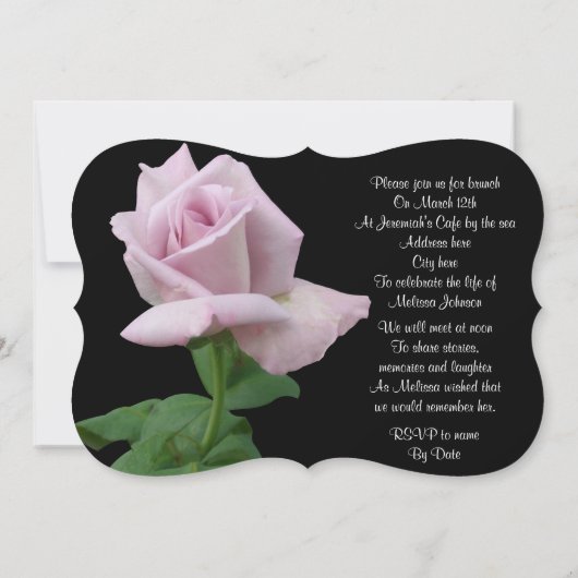 Levensgeviering roos uitnodigende lavender kaart (Achterkant)