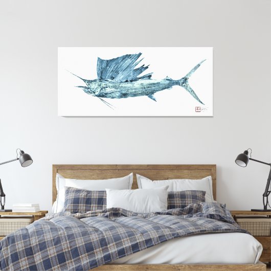 Levensgrootte Atlantische zeilvis Canvas Afdruk (Insitu (Slaapkamer))