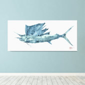 Levensgrootte Atlantische zeilvis Canvas Afdruk (Insitu (Houten vloer))