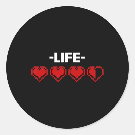 Levensindicator Hart 8 Bit Grafische Videogame Pla Ronde Sticker (Voorkant)