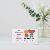 Levenslang avontuur bij kinderen voorschool visitekaartje (Staand voorkant)