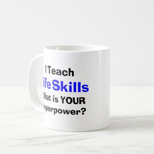 levenslang leren koffiemok (Voorkant links)