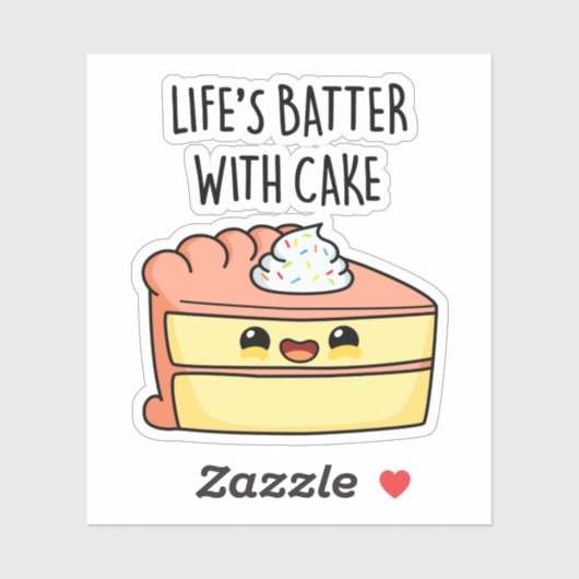 Levenslang met Cake Funny Cake Pun Sticker (Vel)