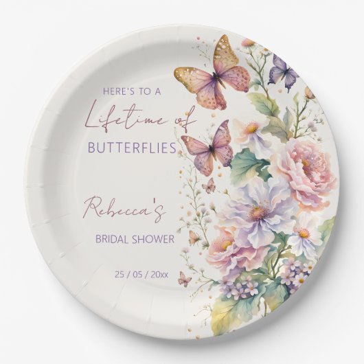 Levenslang van Vlinders bloemenvlees vrijgezellenf Papieren Bordje (Voorkant)