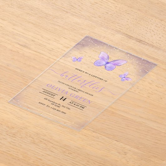 Levenslang van Vlinders Bruids Douche Uitnodiging (Laagn)