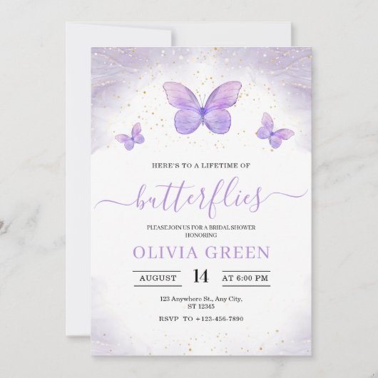 Levenslang van Vlinders Bruids Douche Uitnodiging (Voorkant)