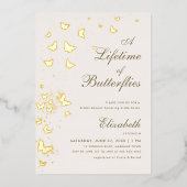 Levenslang van Vlinders Gold Garden Vrijgezellenfe Folie Uitnodiging (Voorkant)