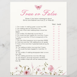 Levenslang van Vlinders True of False Bruids Game