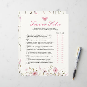 Levenslang van Vlinders True of False Bruids Game