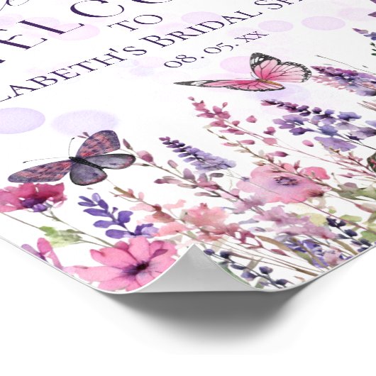 Levenslang van Vlinders Wildbloemen Party Welkom Poster (Hoek)