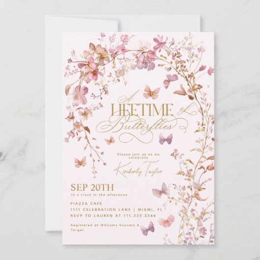 Levenslang van Vlinders Wildbloemen Vrijgezellenfe Kaart (Voorkant)