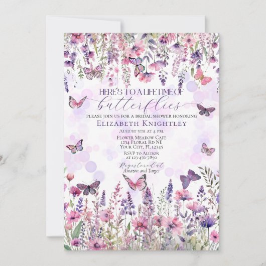 Levenslang van Vlinders Wildbloemen Vrijgezellenfe Kaart (Voorkant)