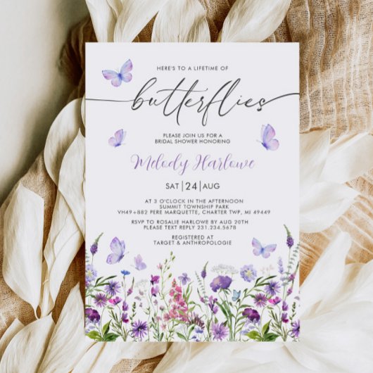 Levenslang van Vlinders Wildflower Vrijgezellenfee Kaart