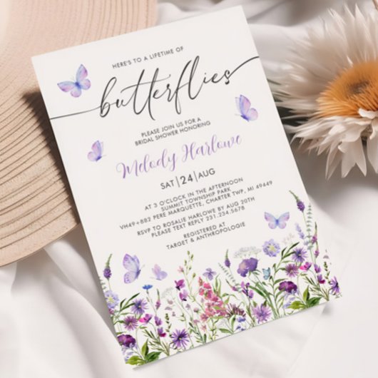 Levenslang van Vlinders Wildflower Vrijgezellenfee Kaart