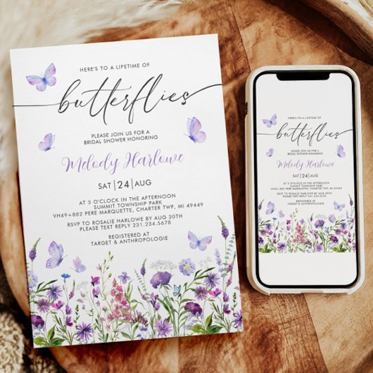 Levenslang van Vlinders Wildflower Vrijgezellenfee Kaart