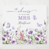 Levenslang van Vlinders Wildflower Vrijgezellenfee Sparkling Wijnetiket (Enkel label)