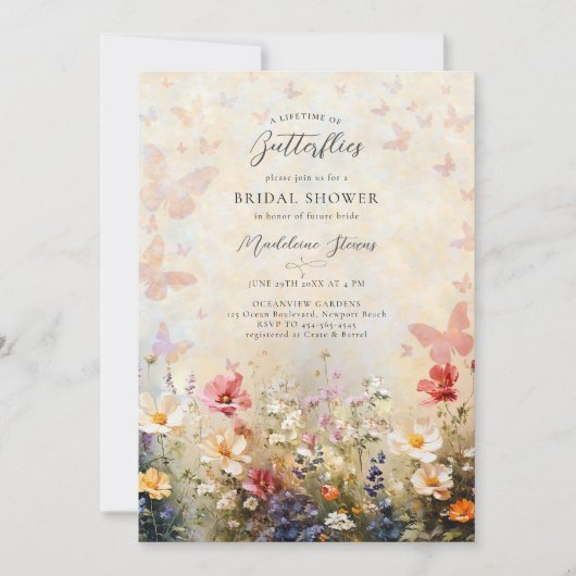 Levenslang vlinder perzik wilde bloem Vrijgezellen Kaart (Voorkant)