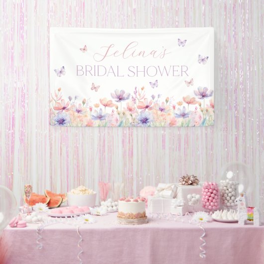 Levenslang Vlinders Wilde Bloemen Bruidsdiner Spandoek (Feest)