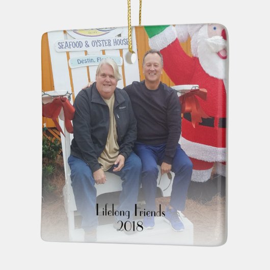 Levenslang Vrienden 2 foto 2 jaar tweeledig kerstf Keramisch Ornament (Links)