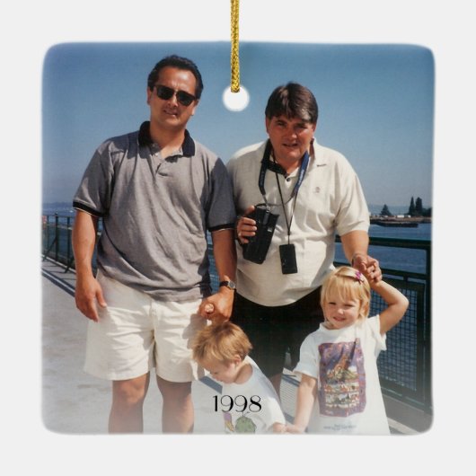 Levenslang Vrienden 2 foto 2 jaar tweeledig kerstf Keramisch Ornament (Achterkant)