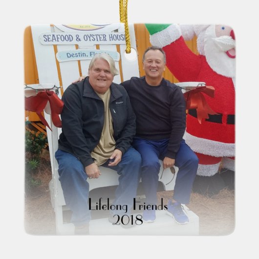 Levenslang Vrienden 2 foto 2 jaar tweeledig kerstf Keramisch Ornament (Voorkant)