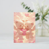 Levenslange Belofte: Droomachtige Teddybeer Huweli Kaart (Staand voorkant)