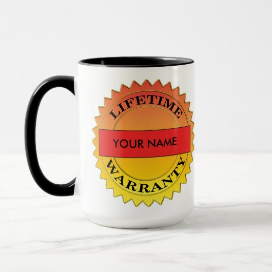 Levenslange garantie Symbool Jouw naam Koffie Mok (Links)