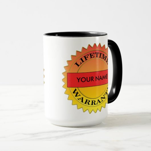 Levenslange garantie Symbool Jouw naam Koffie Mok (Voorkant rechts)