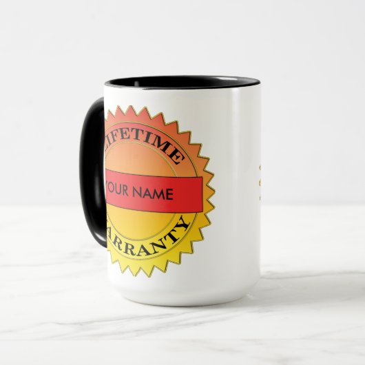 Levenslange garantie Symbool Jouw naam Koffie Mok (Voorkant links)