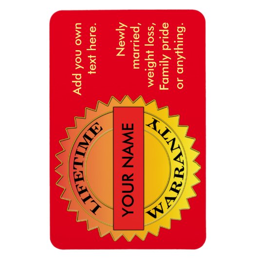 Levenslange garantie Symbool Jouw naam Rect Magnet Magneet (Verticaal)