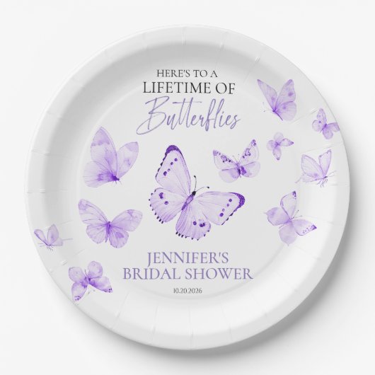 Levenslange Vlinders Lavendel Bruidsmeisjesfeest Papieren Bordje (Voorkant)