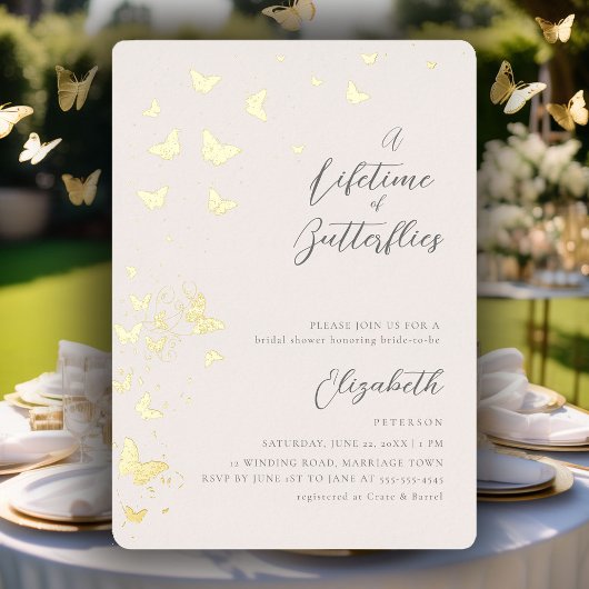 Levenslange vlinders Modern Classic Vrijgezellenfe Folie Uitnodiging