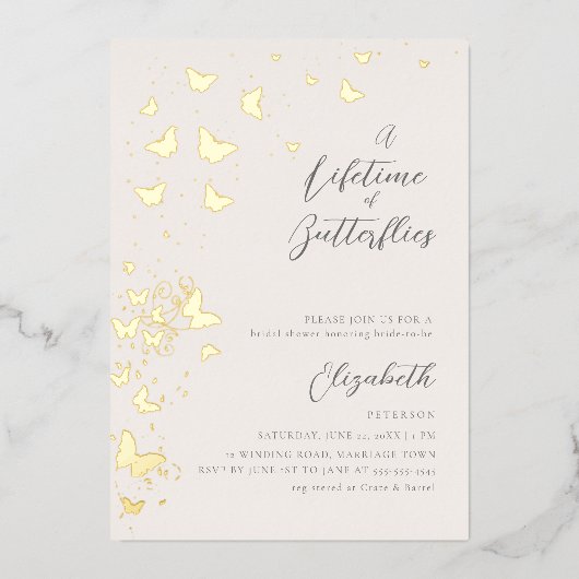 Levenslange vlinders Modern Classic Vrijgezellenfe Folie Uitnodiging (Voorkant)