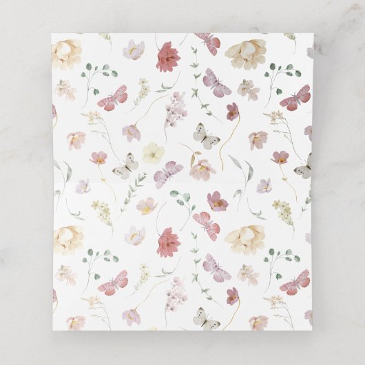 Levenslange Vlinders Roze Bloemige Bruidsdouche Plaatskaartje (Binnenkant ongevouwen)