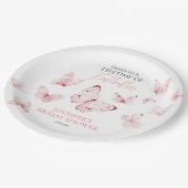 Levenslange Vlinders Roze Blush Bruidsdiner Papieren Bordje (Gekanteld)
