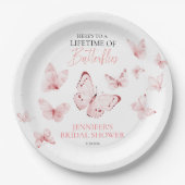 Levenslange Vlinders Roze Blush Bruidsdiner Papieren Bordje (Voorkant)