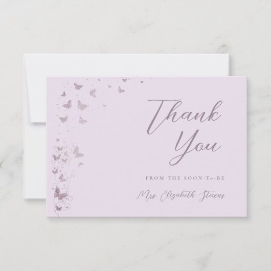 Levenslange Vlinders Sering Zilver Bruidsfeest Bedankkaart (Voorkant)