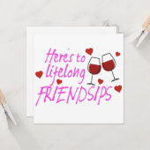 Levenslange vriendjes Wijn Galentines Day Kaart (Voorkant / Achterkant in situ)