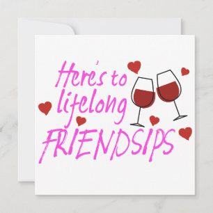 Levenslange vriendschap Wijn Galentines Dag Kaart