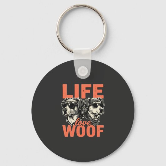 Levensliefde Woef Hond Liefhebber Sleutelhanger (Voorkant)