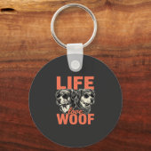 Levensliefde Woef Hond Liefhebber Sleutelhanger (Voorkant)