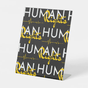 Levenslijn van de mensenrechten reclamebord met voetstuk