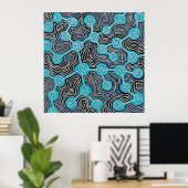 Levenslijnen Aboriginal stijl abstract patroon Poster (Thuiskantoor)