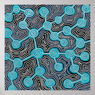 Levenslijnen Aboriginal stijl abstract patroon Poster
