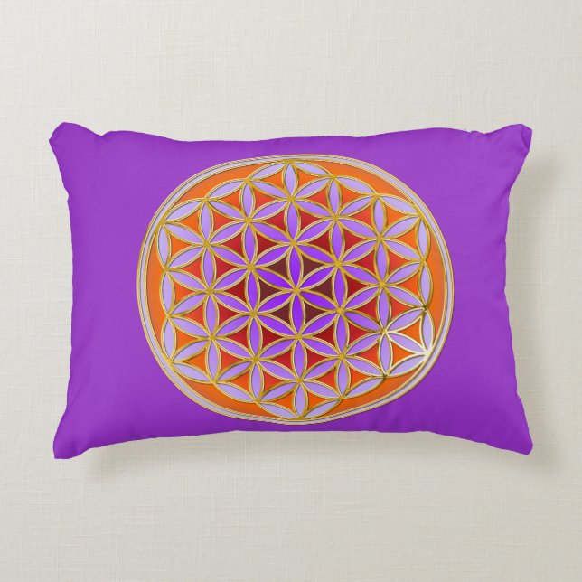Levensloop / Blume des lebens - Button IV Decoratief Kussen (Voorkant)