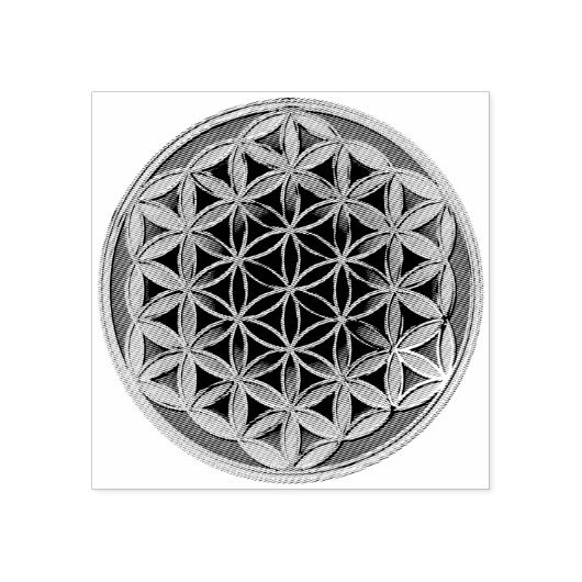 Levensloop / Blume des lebens - Button IV Rubberstempel (Afrduk)