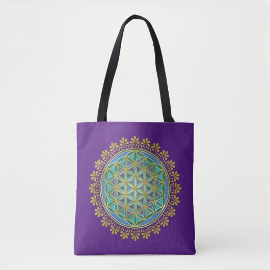 Levensloop / Blume des lebens - Button V Tote Bag (Voorkant)